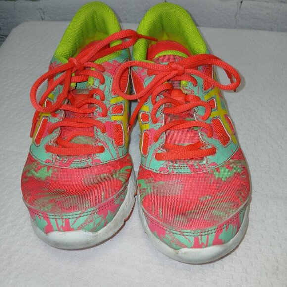 ASICS GEL ATHELETIC RUNNING SHOES, YOUTH SIZE 4 1\2, BRIGHT NEON COLORS - Picture 4 of 9